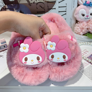 女童高颜值拖鞋冬季2025新款儿童可爱冬天室内居家毛绒棉拖鞋冬款