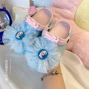 防滑软底包头瘦脚女孩凉鞋 女童凉拖鞋 儿童公主洞洞鞋 外穿时尚 夏季