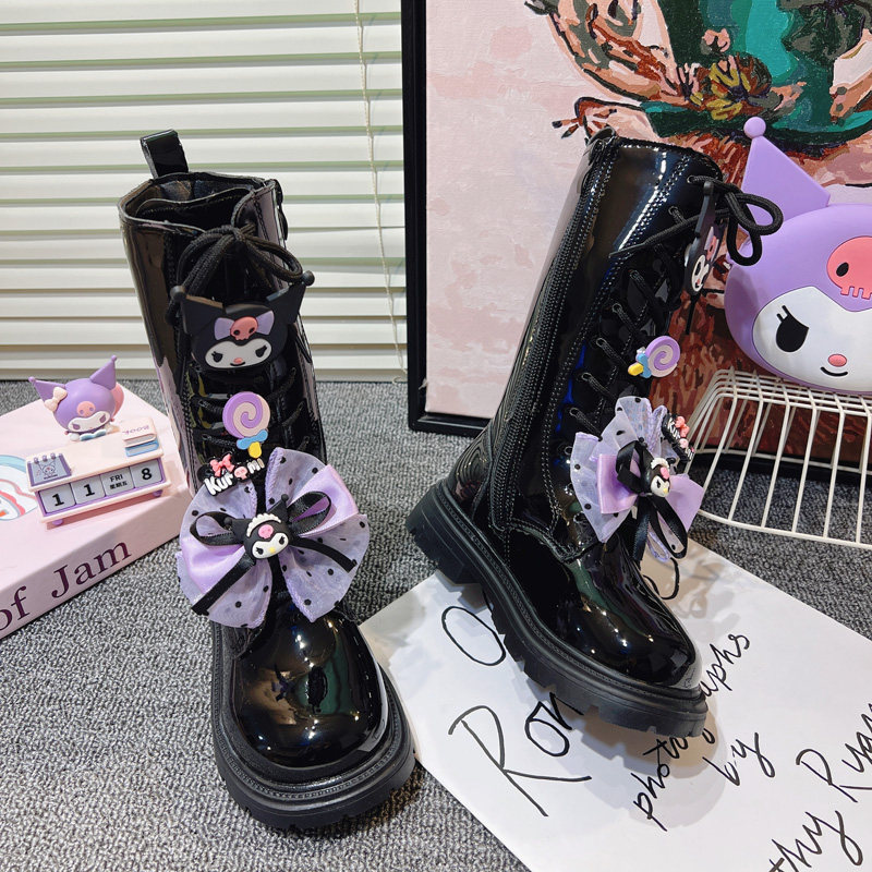 女童靴子秋冬款2025新款加绒长靴儿童长筒皮靴女孩高筒马丁靴二棉