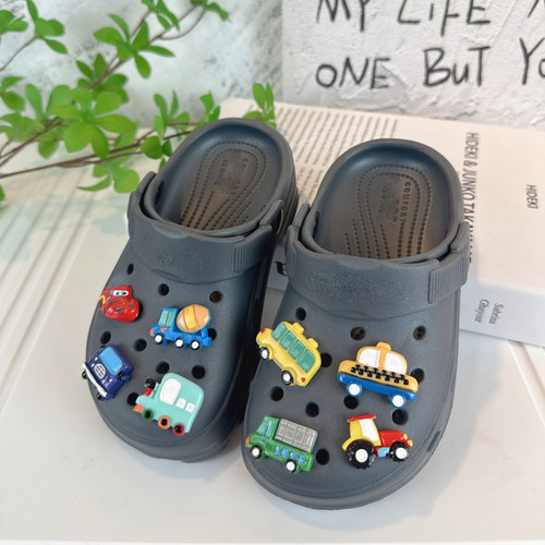 男童黑色小汽车洞洞鞋外穿防滑