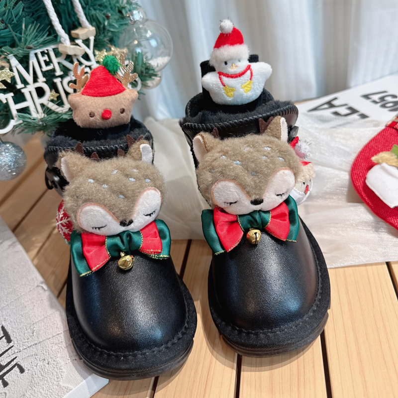 儿童黑色大棉鞋2025新款冬季女童东北零下40度雪地靴加绒加厚抗寒