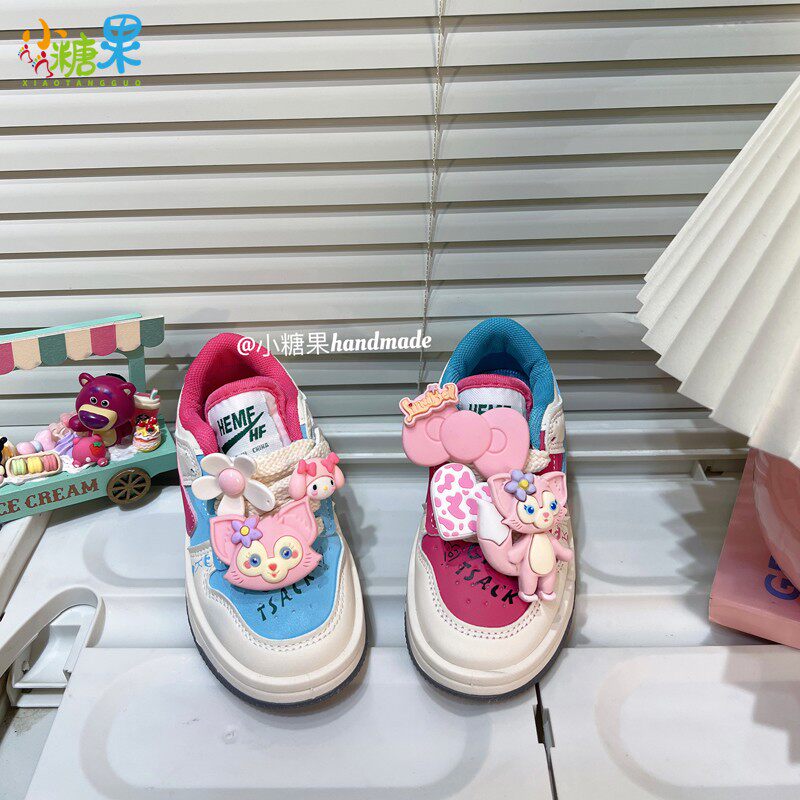 女童多巴胺鸳鸯鞋儿童春季爆款运动鞋皮面防水防滑小女孩春款板鞋