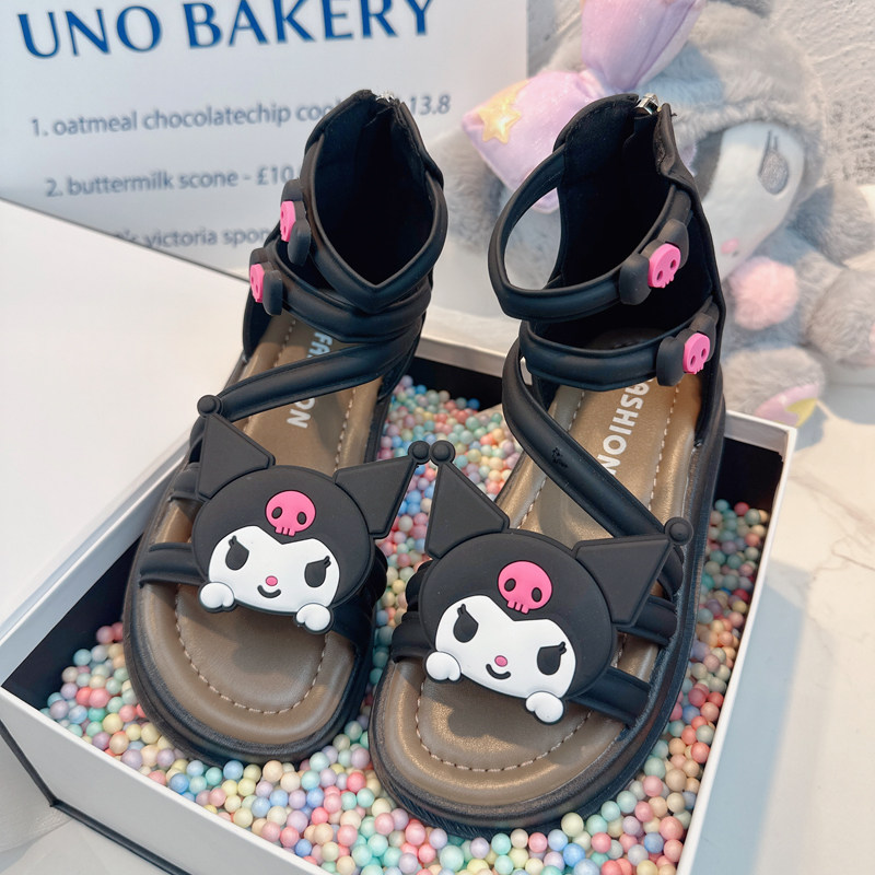 黑色女童凉鞋2026年夏季新款儿童罗马鞋子夏款小女孩时尚公主童鞋