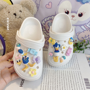 防滑小孩宝宝凉拖中大童 洞洞鞋 女童白色一体拖鞋 女孩外穿儿童女款