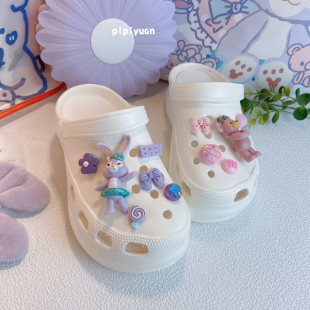 中大童女孩沙滩凉鞋 女童厚底洞洞鞋 增高外穿洋气儿童夏天防滑拖鞋