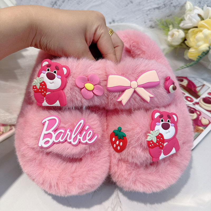 小女孩网红拖鞋儿童女生可爱粉色棉拖鞋2025新款女童冬款保暖绵拖