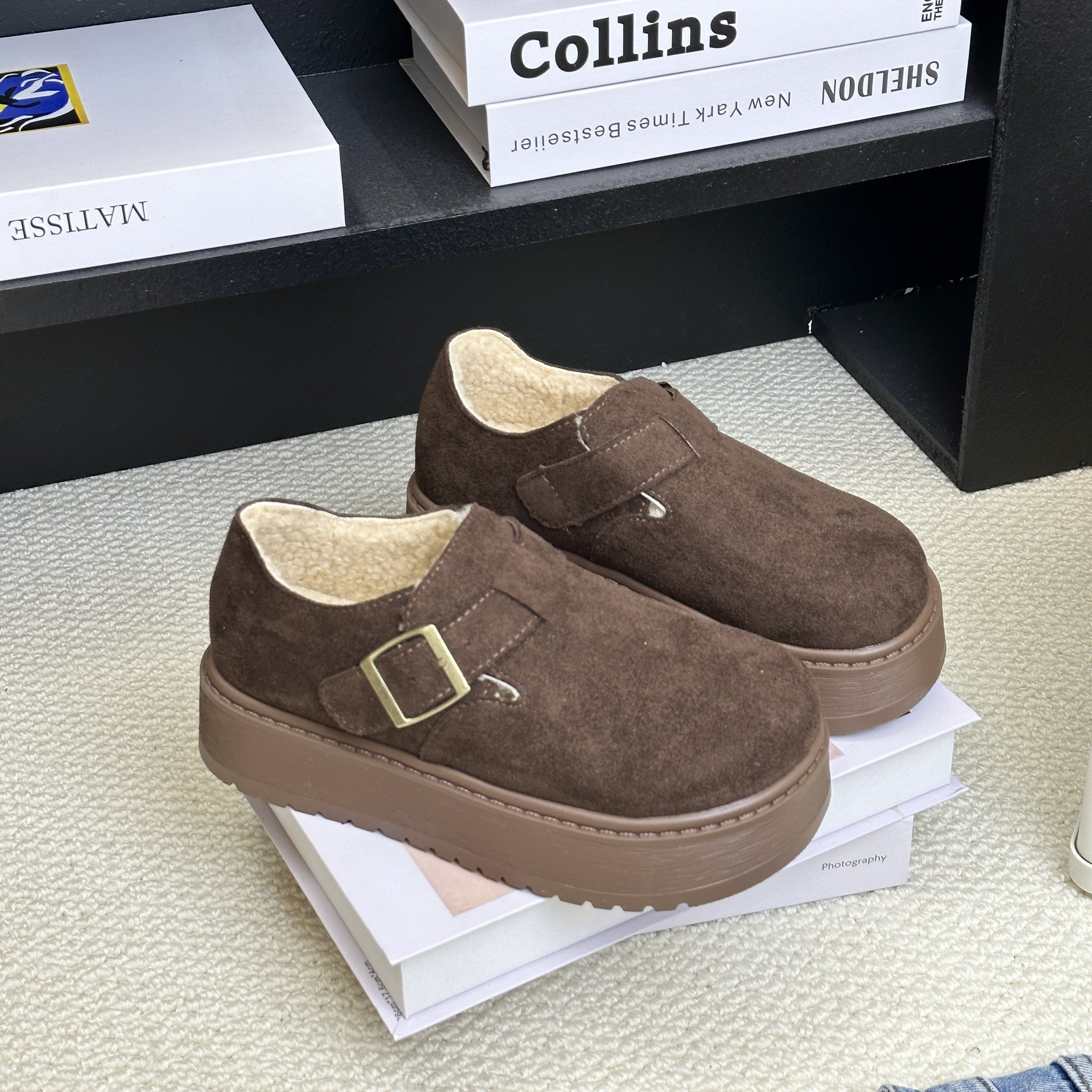 2025冬季新款加绒女鞋时尚圆头厚底休闲雪地靴女百搭小个子勃肯鞋,女鞋,勃肯鞋/软木鞋,淘宝优惠券,粉丝福利购,淘宝优惠卷