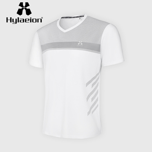 Hylaeion热带雨林户外运动跑步健身男款 T恤弹力吸汗速干 V领短袖