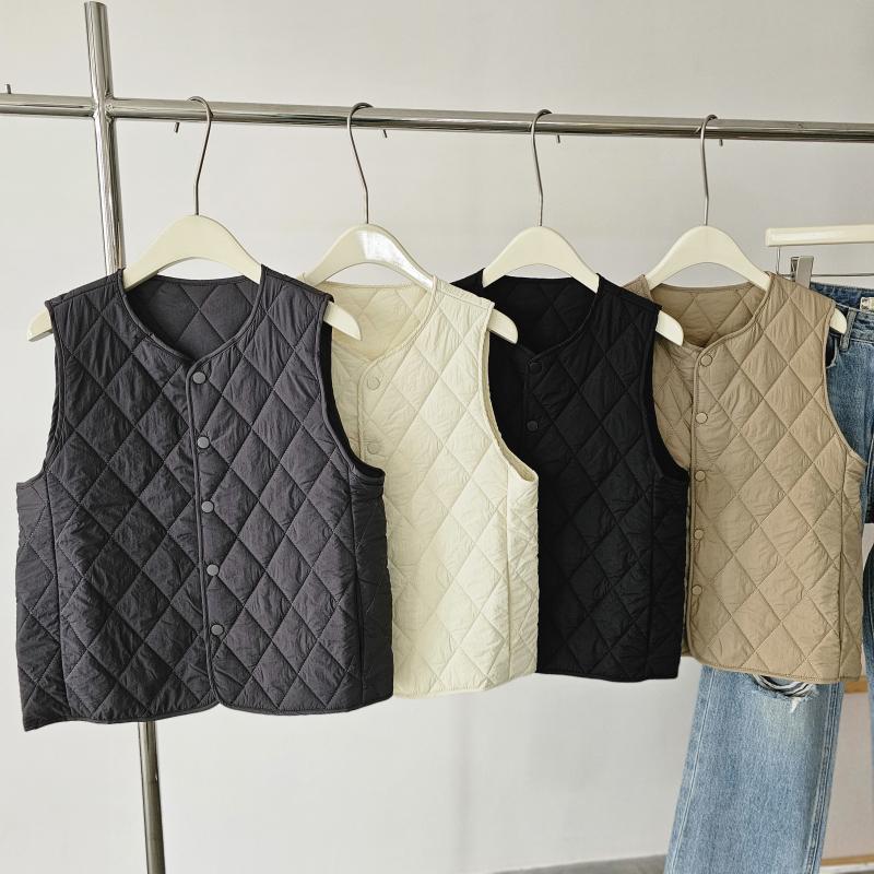 v领保暖背心菱格纹情侣马夹