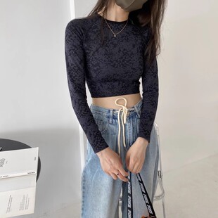 包邮！5478#外贸  修身高腰短款健身撸铁长袖运动上衣  0.21KG