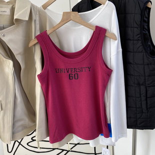 009#春季新款~字母印花厚实弹力打底背心 0.17KG