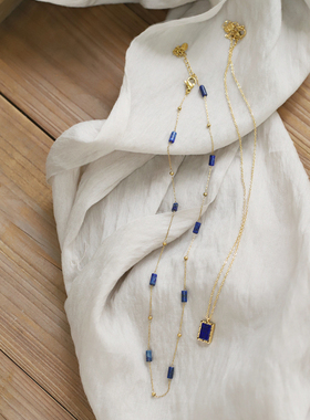 天然青金石几何锁骨链项链