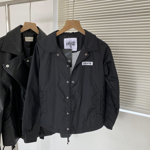 包邮！外贸 日单 男童女童黑色帅气印花翻领纽扣外套  0.28KG