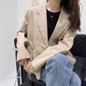 包邮 0129 ins冷淡风宽松韩系简约口袋设计纽扣西装 外套 0.55KG