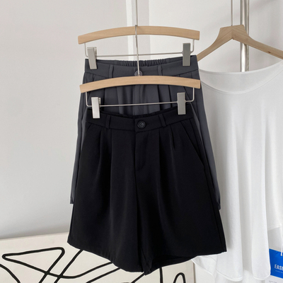 松紧高腰纯色简约百搭短裤