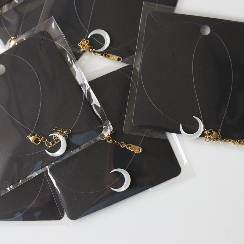 包邮！钛钢镀18K金  隐形鱼线贝壳月亮月牙项链项圈 0.01KG