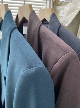 包邮！0174#春季新品 帅气厚实纯色单排扣女西装外套   0.7KG