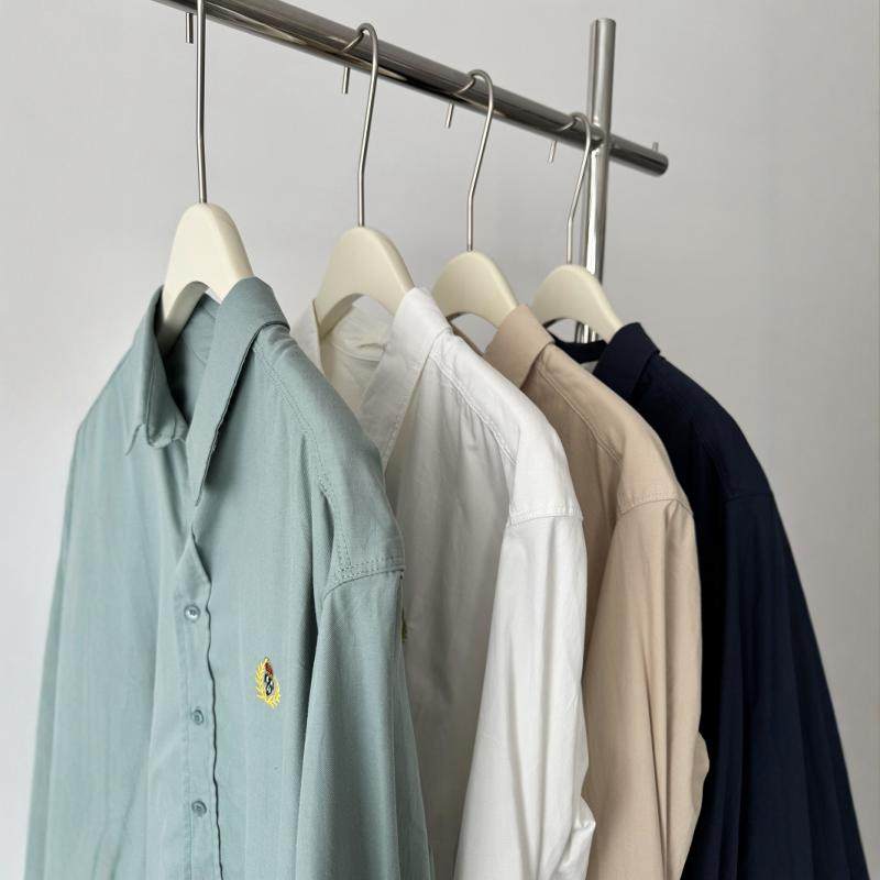 老钱风~ 3663#JTENGC简约百搭翻领刺绣长袖衬衫  0.25KG