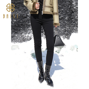 新品 显瘦提臀长裤 百丝高腰修身 子百搭黑色铅笔裤 女 小脚裤 2025冬季