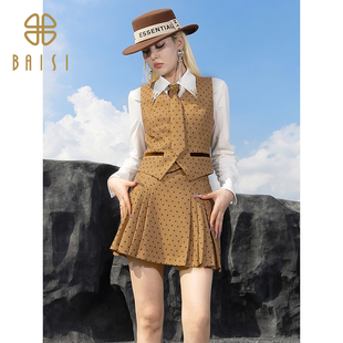 洋气复古背心上衣女 百丝时髦英伦风马甲秋冬V领修身 2025冬季 新品