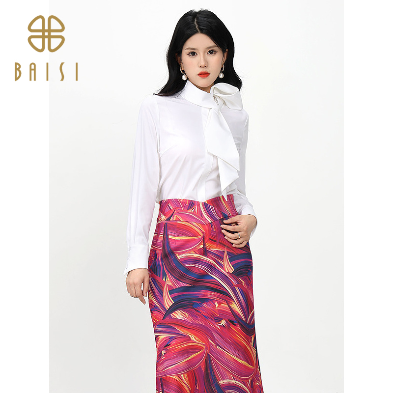 百丝法式复古立领衬衫2025春季新品长袖灵动纯真减龄气质上衣女