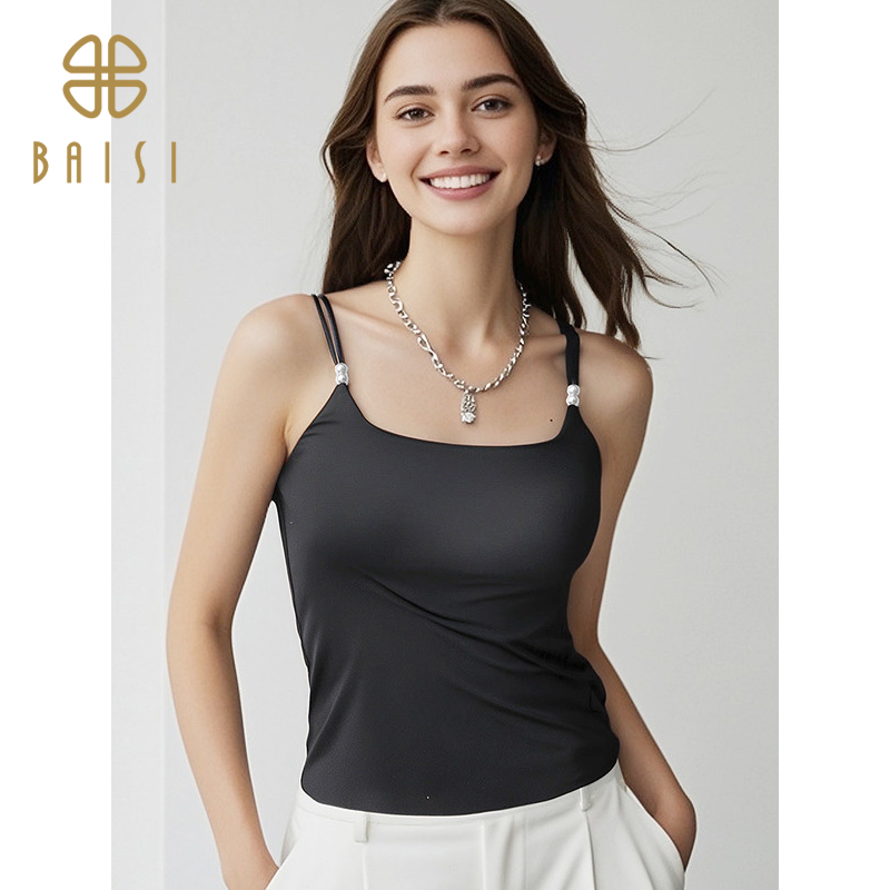 百丝显瘦打底吊带背心2025新品春夏季内搭带胸垫遮副乳无袖上衣女