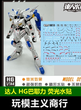 包邮 达人 MASTER H050 HG 巴耶力 IBO铁血 1/144 高清 荧光 水贴