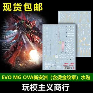MG新安洲 OVA 荧光 包邮 水贴 烫金纹章 EVO 新安州 Sinanju