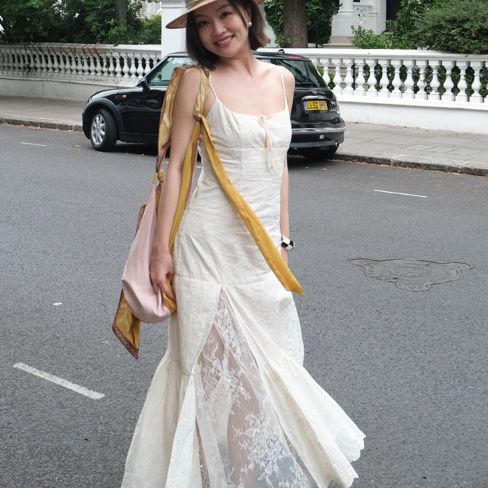 sibleu法式原创设计纯棉蕾丝拼接纯欲少女仙气度假吊带连衣裙