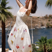 新款 清仓 原创设计针织拼接碎花花苞浪漫优雅约会连衣裙