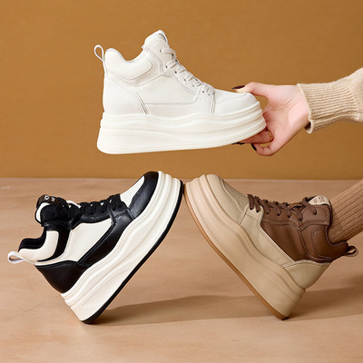 真皮~高帮小白鞋女2025新款爆款