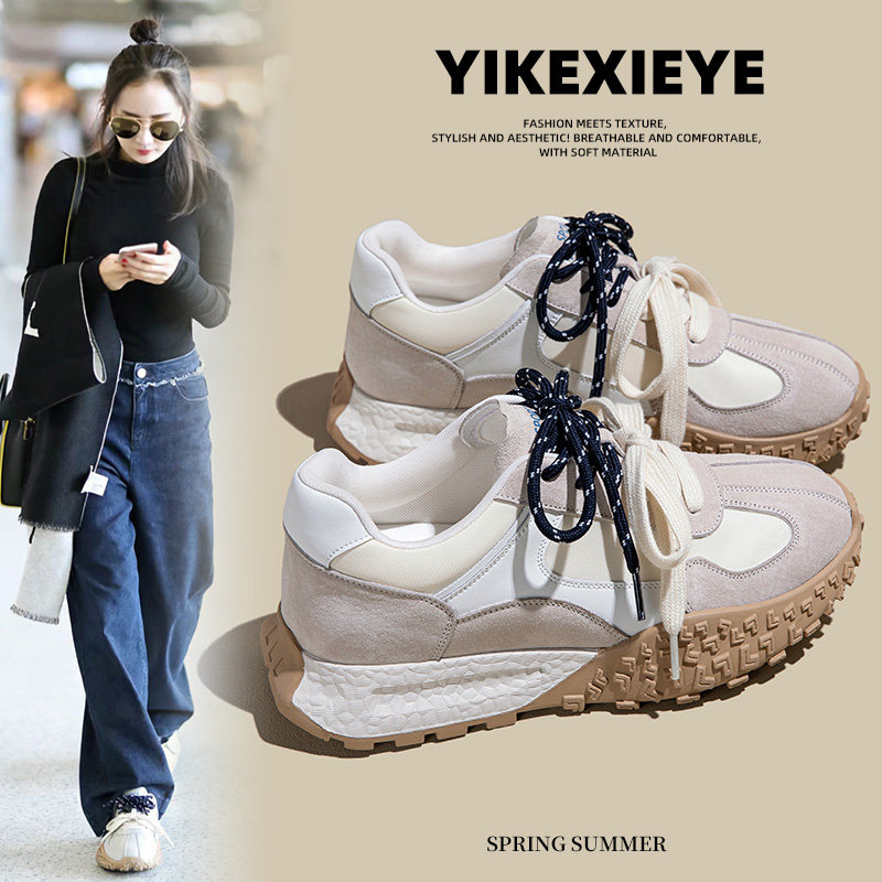 真皮德训鞋女款女复古厚底经典运动鞋鞋子女鞋爆款2026新款老爹鞋