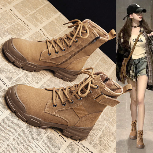 真皮~马丁靴女沙漠靴登山鞋短靴