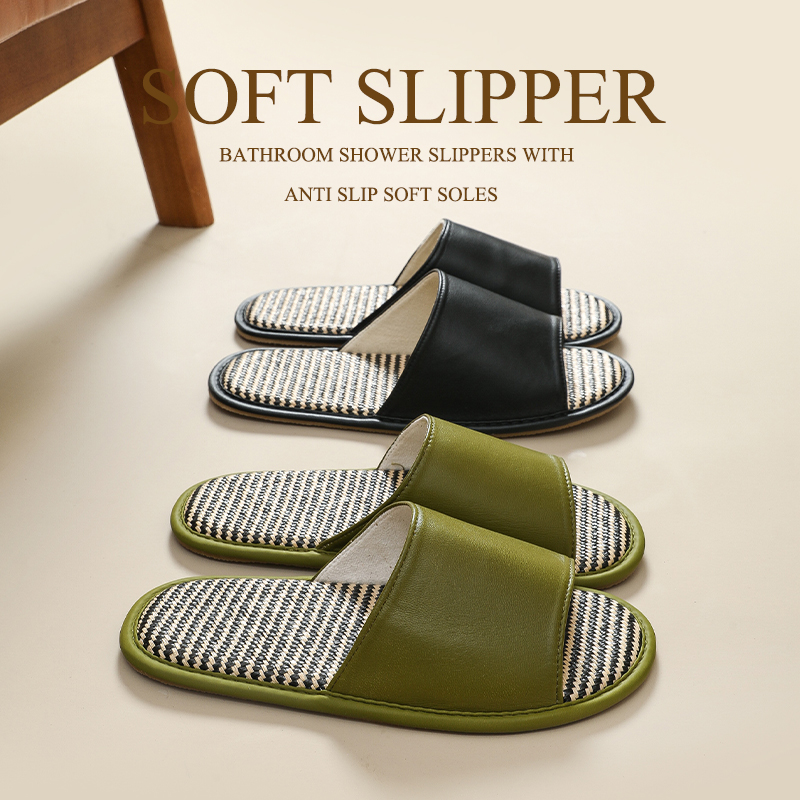 2025新款轻奢羊皮拖鞋真皮女款四季家用木地板不沾灰牛筋底防臭男