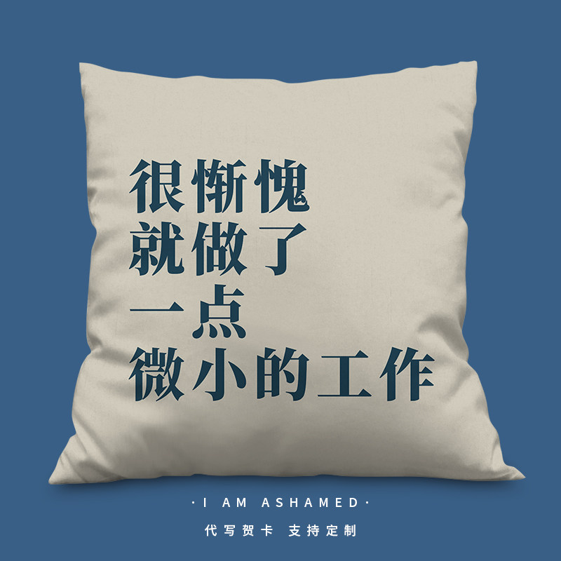 就做了点微小的工作创意文字抱枕办公室两用被子午休枕头汽车靠垫