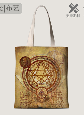 Cthulhu 克苏鲁的呼唤同款环保购物袋死灵之书复古logo帆布包手提