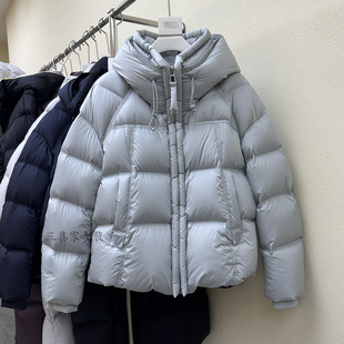 95白鸭绒连帽短款加厚简约羽绒服女2025秋冬新款小个子面包服外套