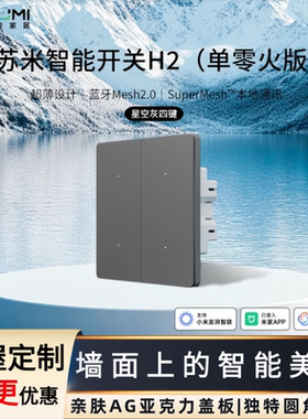 苏米智能开关H2 单零火版 接入米家APP 蓝牙mesh2.0 AG玻璃面板