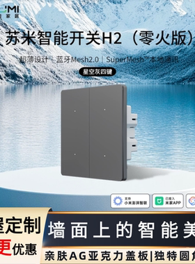 苏米智能开关H2 零火版接入米家APP小爱语音控制mesh2.0Ag亚克力