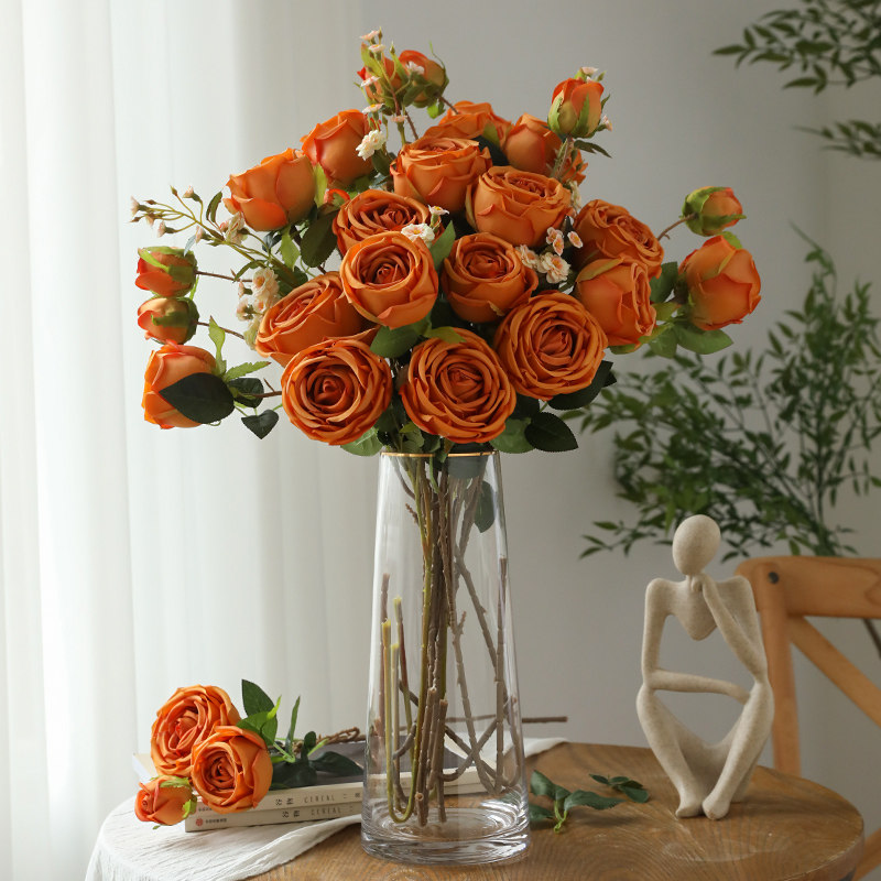 高品质绢布玫瑰花仿真花假花欧式客厅茶几摆件酒店前台装饰餐桌花,家居饰品,仿真花/假花,淘宝优惠券,粉丝福利购,淘宝优惠卷
