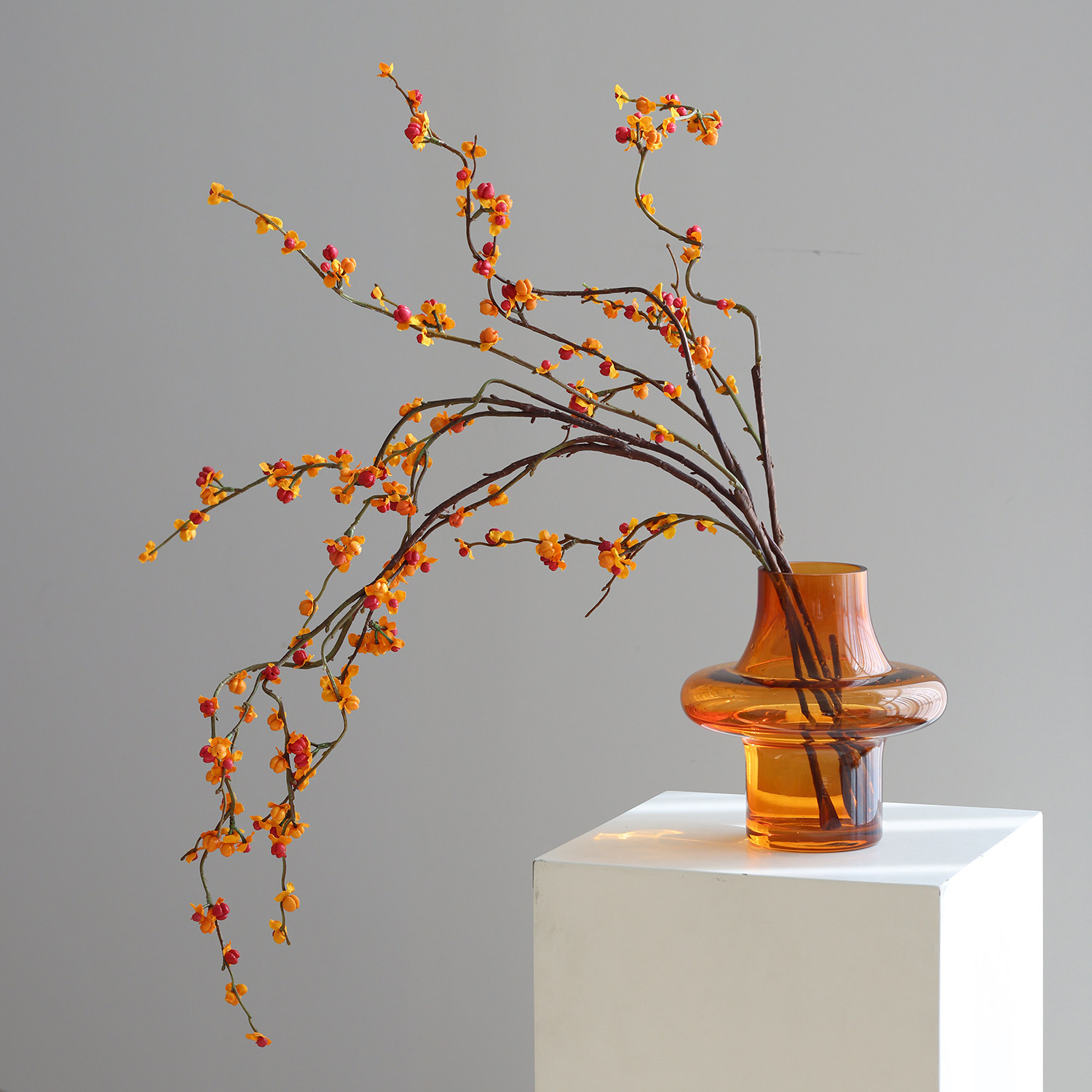 禅意新中式南蛇藤仿真花发财果假花干花客厅插花摆件侘寂花艺装饰,家居饰品,仿真花/假花,淘宝优惠券,粉丝福利购,淘宝优惠卷