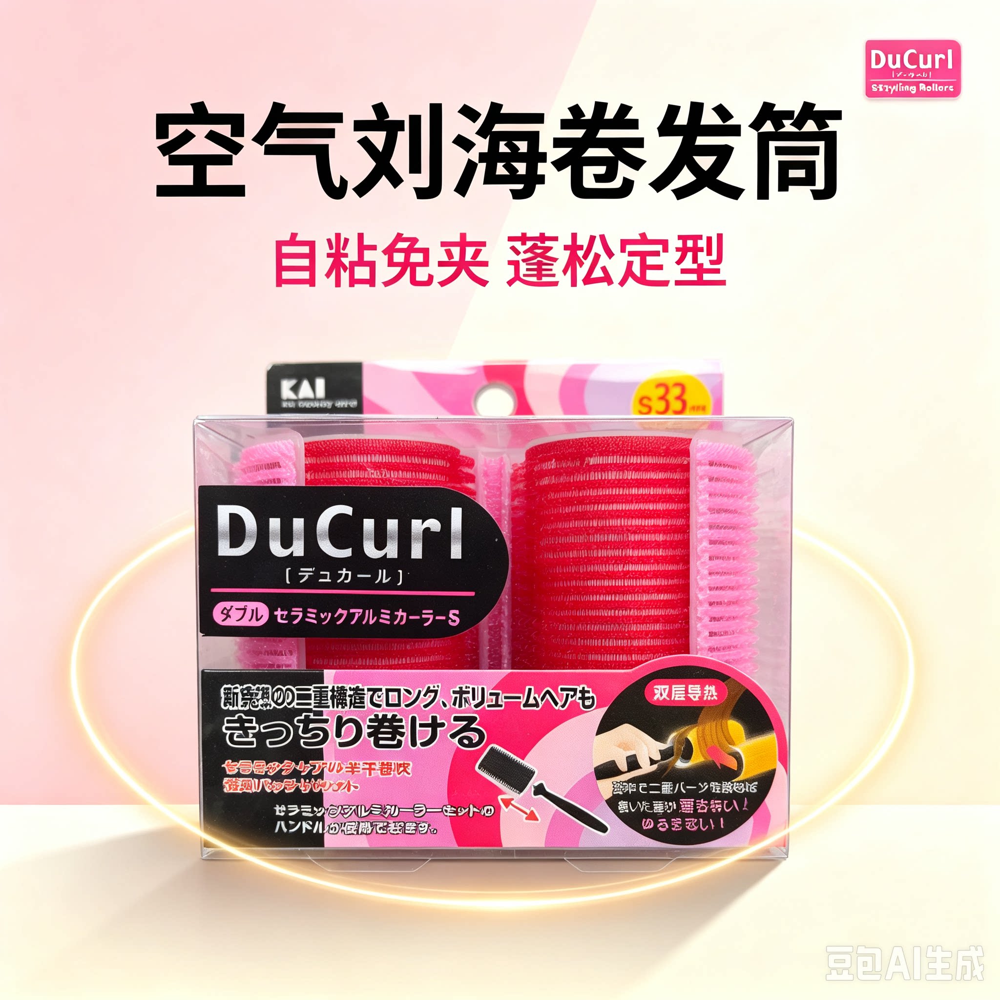 双层魔术贴免烫高颅顶卷发筒