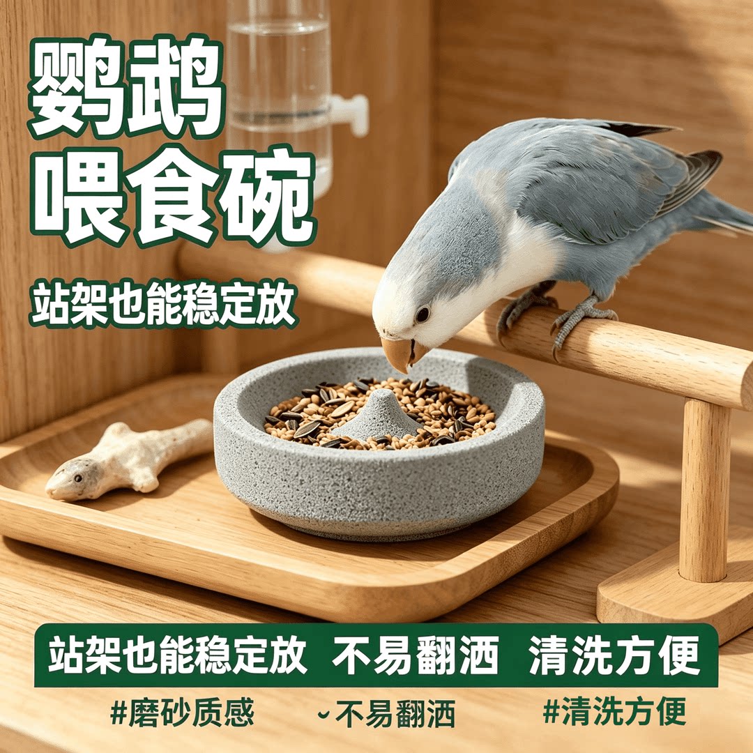 鹦鹉浮石食盆鸟用自动磨嘴喂食器鸟禽喂食器/喂水器
