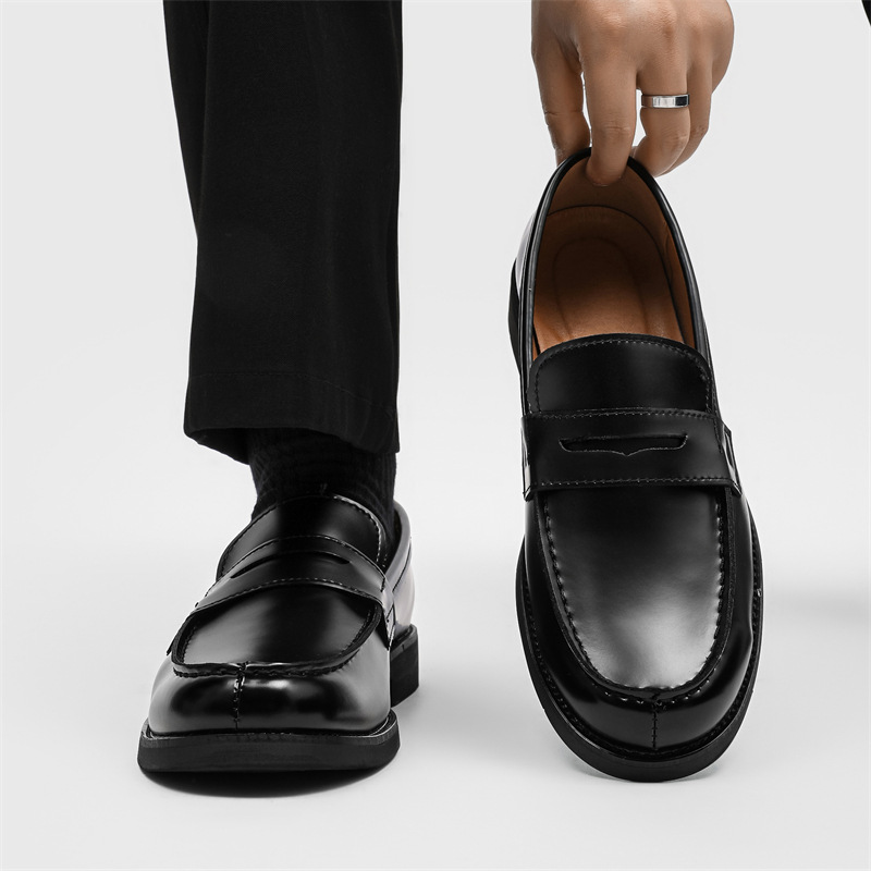一脚蹬乐福鞋德比鞋男款懒人豆豆鞋商务情侣皮鞋
