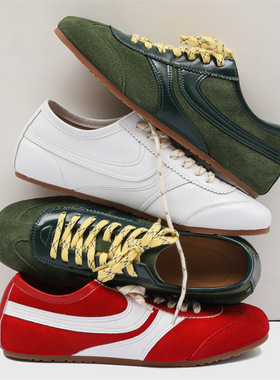 百搭新款春秋季板鞋白色阿甘德训鞋白色 橄榄绿 红色