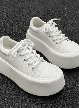 小众潮流设计ins厚底增高板鞋小白鞋面包松糕鞋白色