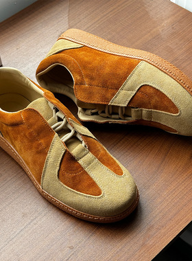 平底德训鞋系带夏季潮款板鞋男女通勤休闲鞋透气经典黄色