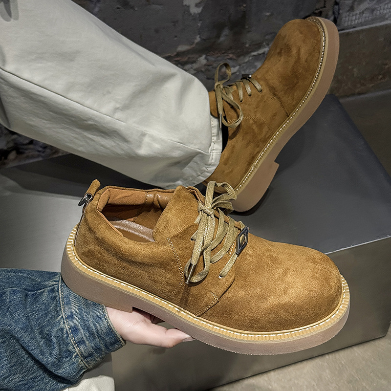 秋冬季时尚百搭简约复古休闲鞋低帮大头潮流厚底德比鞋
