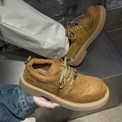 秋冬季时尚百搭简约复古休闲鞋低帮大头潮流厚底德比鞋