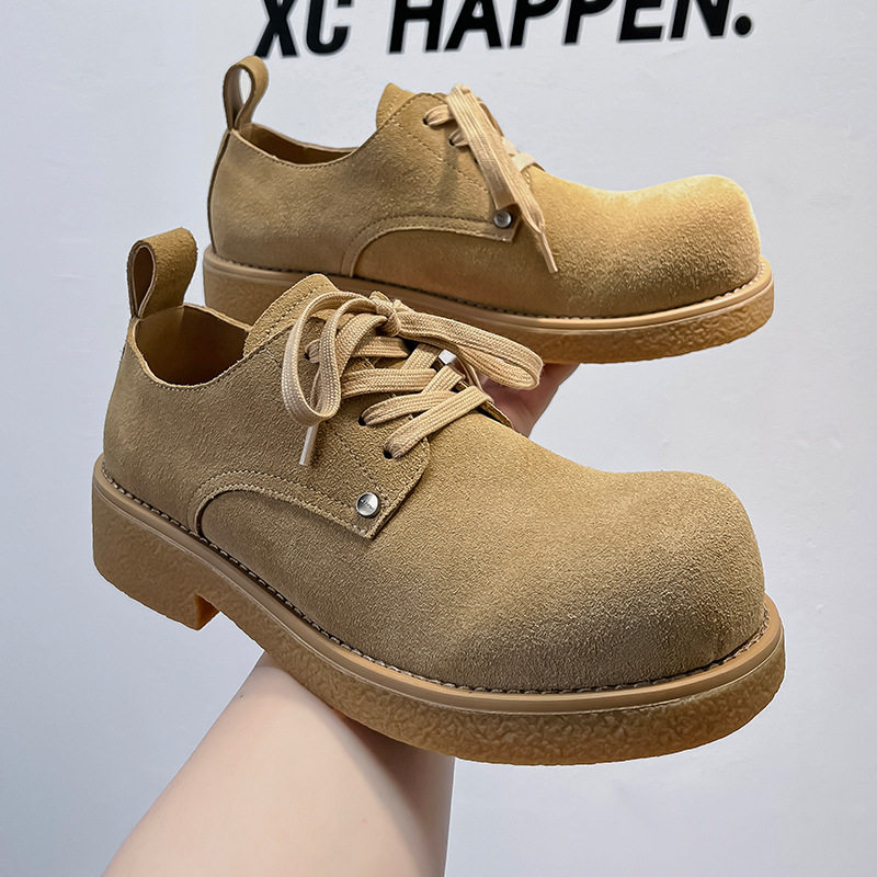 德比鞋男春夏新款米奇大头鞋低帮大黄靴圆头时尚皮鞋